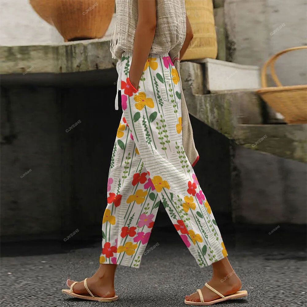 Women's Geometric Flowers Printed Trousers