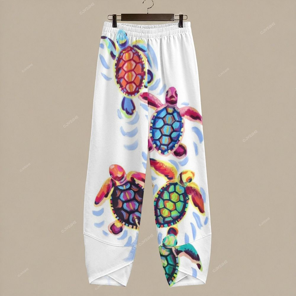 Women's Casual Colorful Turtle Printed Pants