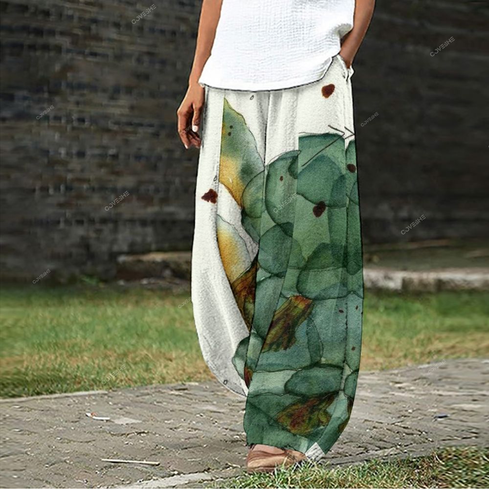 Women's Casual Turtle Printed Wide Leg Pants