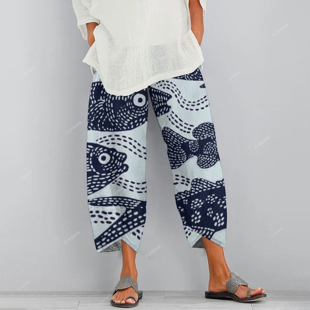 Women's Casual Vintage Fish Printed Pants