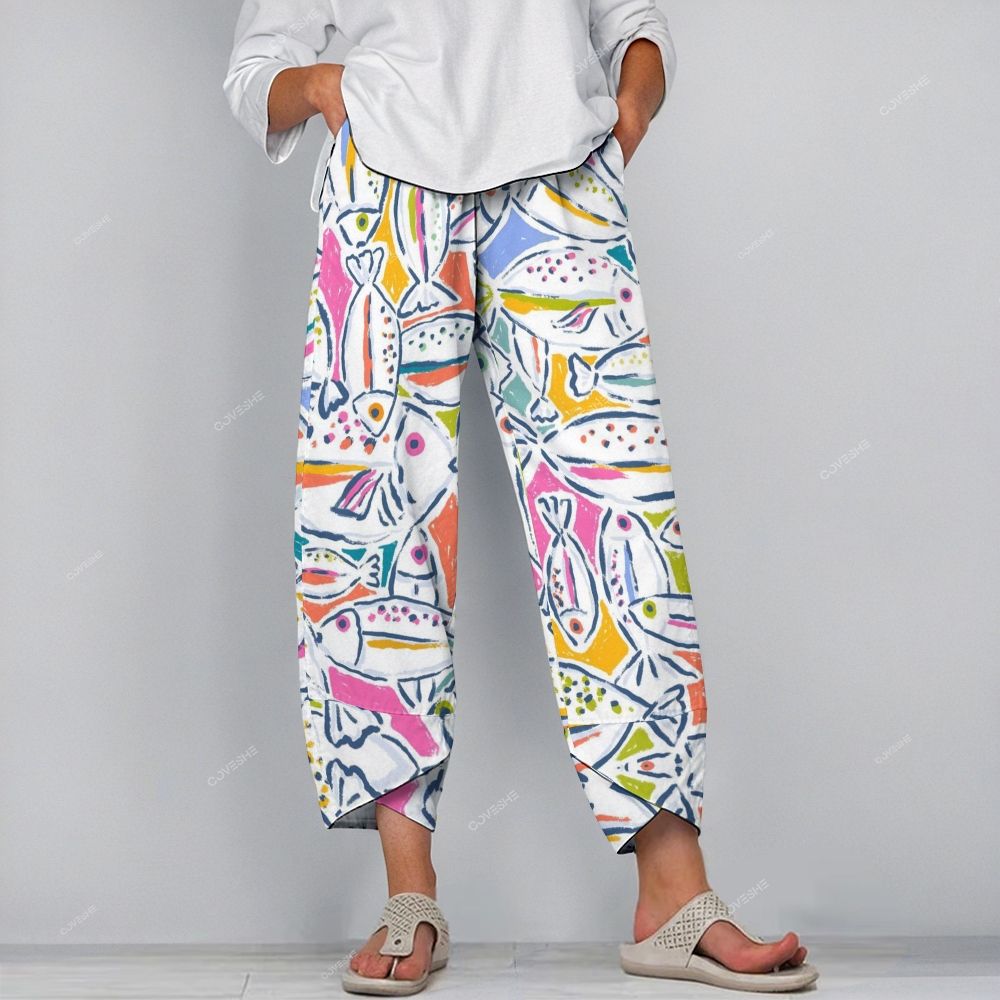 Women's Casual Colorful Fish Printed Pants