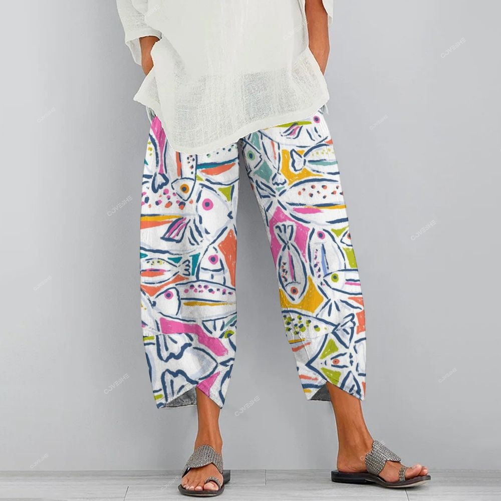 Women's Casual Colorful Fish Printed Pants
