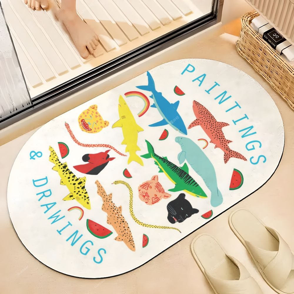 Colorful Dolphins Printed Bath Mat