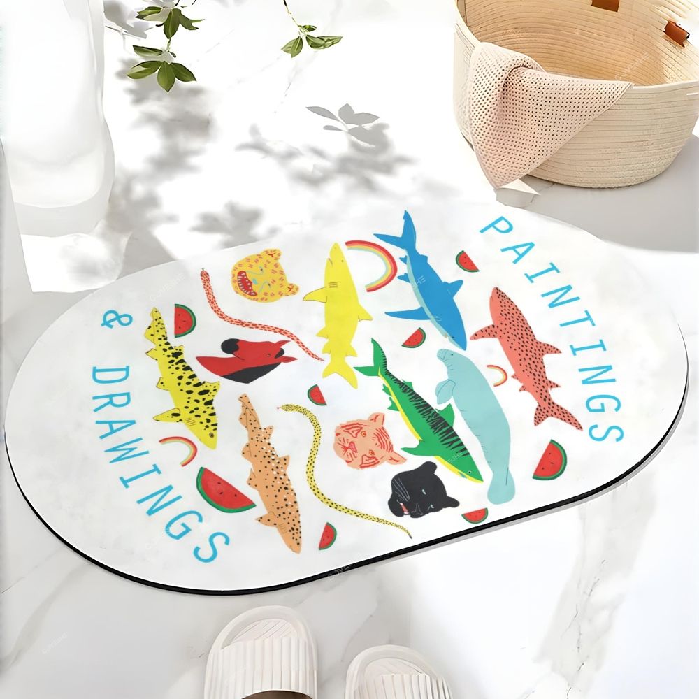 Colorful Dolphins Printed Bath Mat