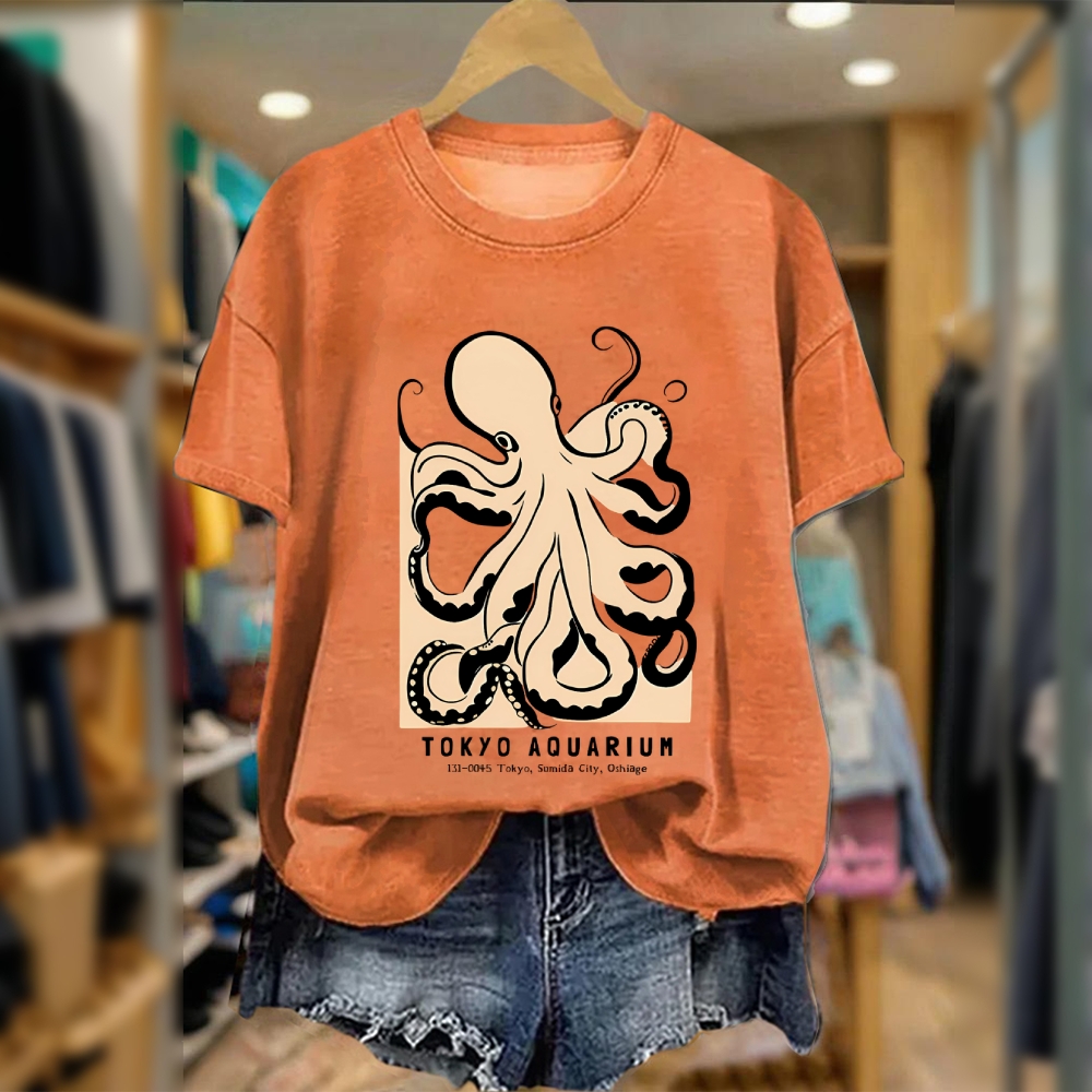 Women's cute octupus printed T-shirt