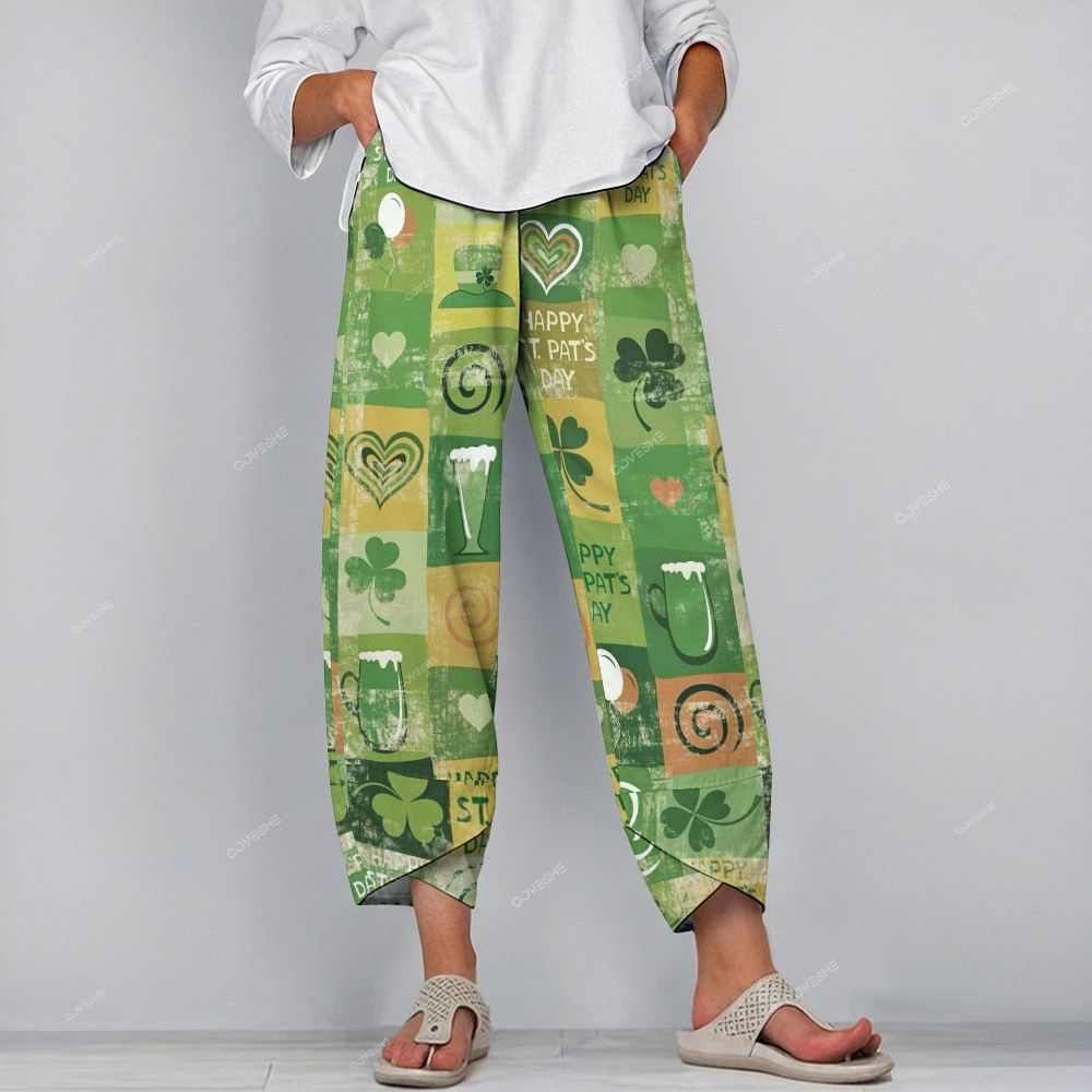 Women's Casual Geometry Four Leaf Clover Printed Pants