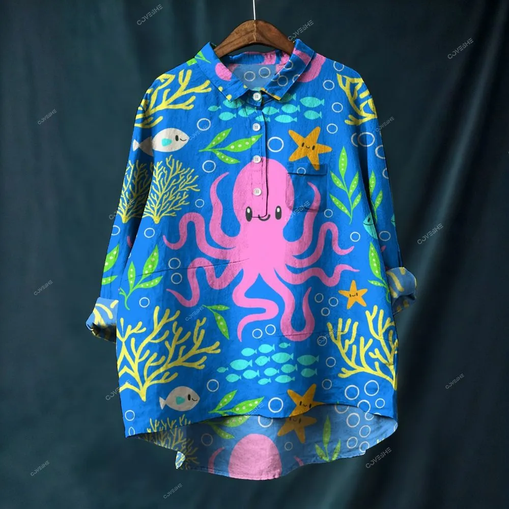 Women's Casual Cartoon Octopus Printed Pants