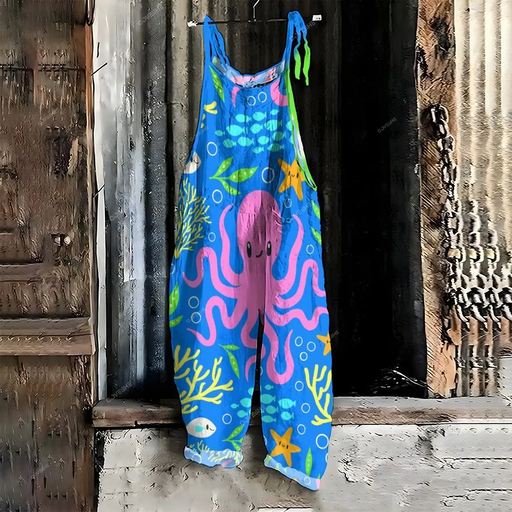 Women's Casual Cartoon Octopus Printed Pants