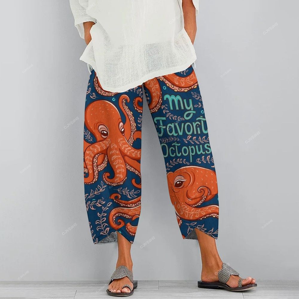 Women's Casual Vintage Octopus Printed Pants