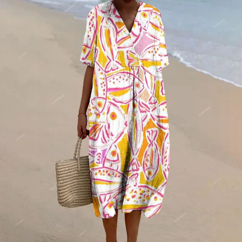 Women's Colorful Fish Printed Casual Long Sleeve Shirt