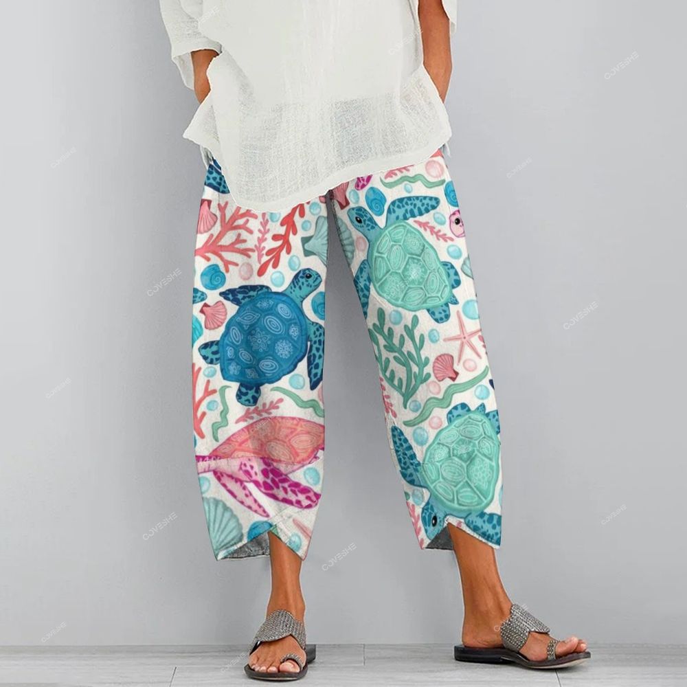 Women's Casual Colorful Turtle Printed Pants