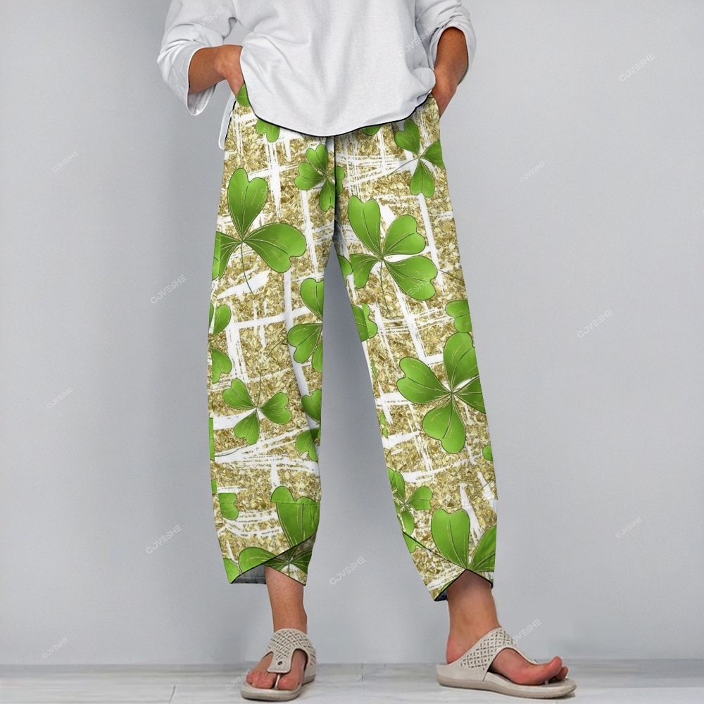 Women's Casual Four Leaf Clover Printed Pants