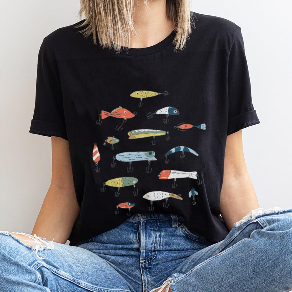Women's Smart Ocean Fish Print Cotton Casual T-Shirt