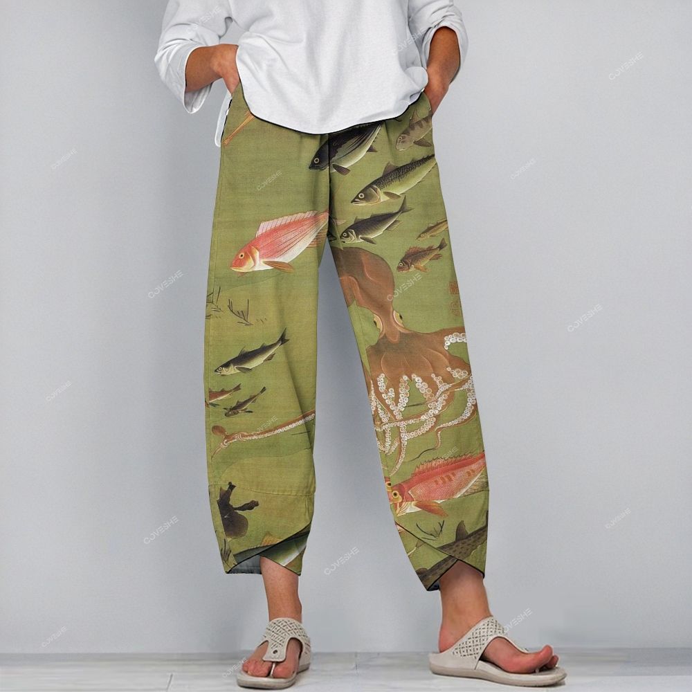 Women's Casual Octopus Fish Printed Pants
