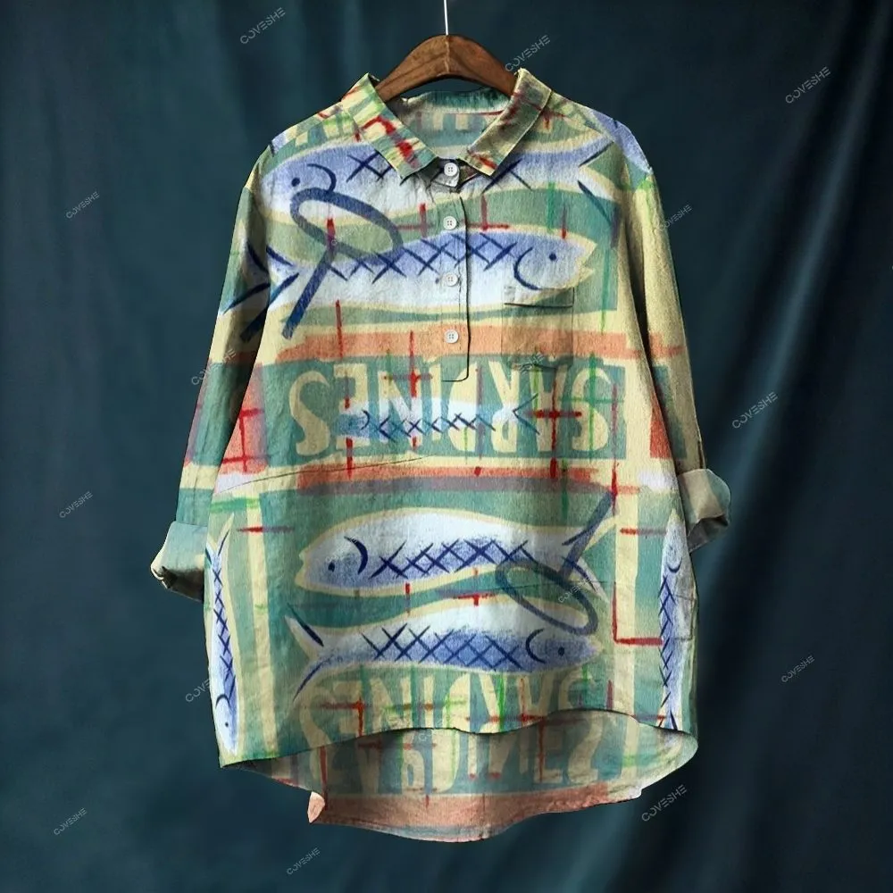 Women's Casual Sardines Printed Pants