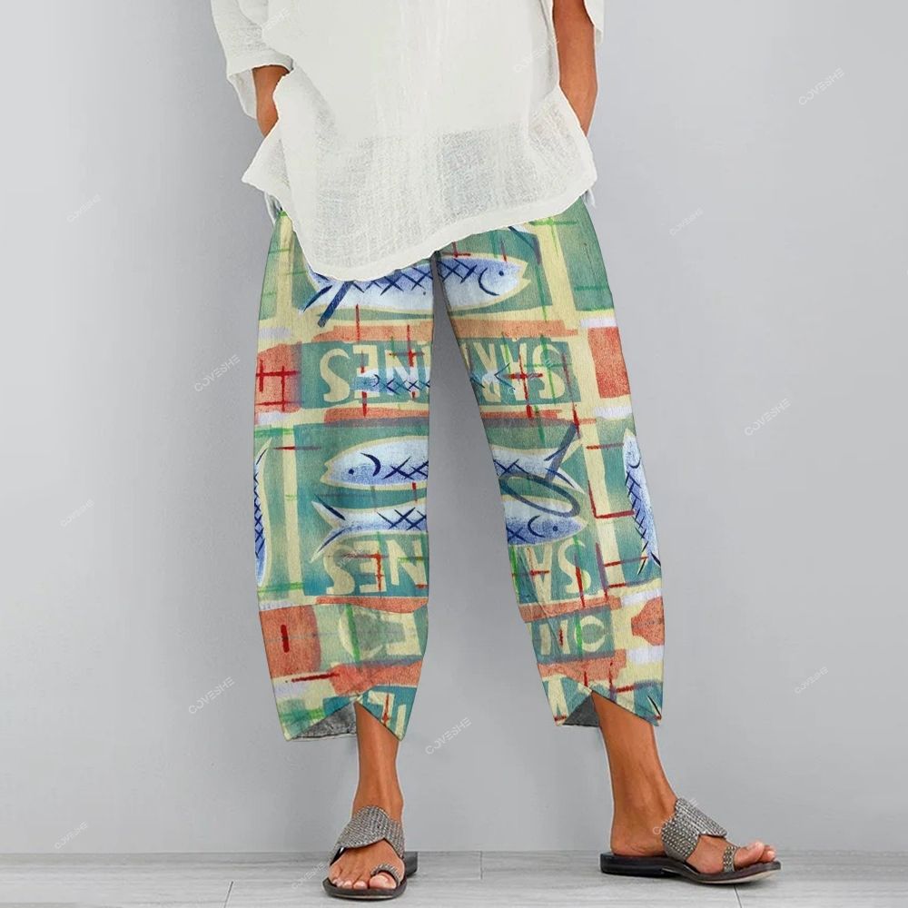 Women's Casual Sardines Printed Pants