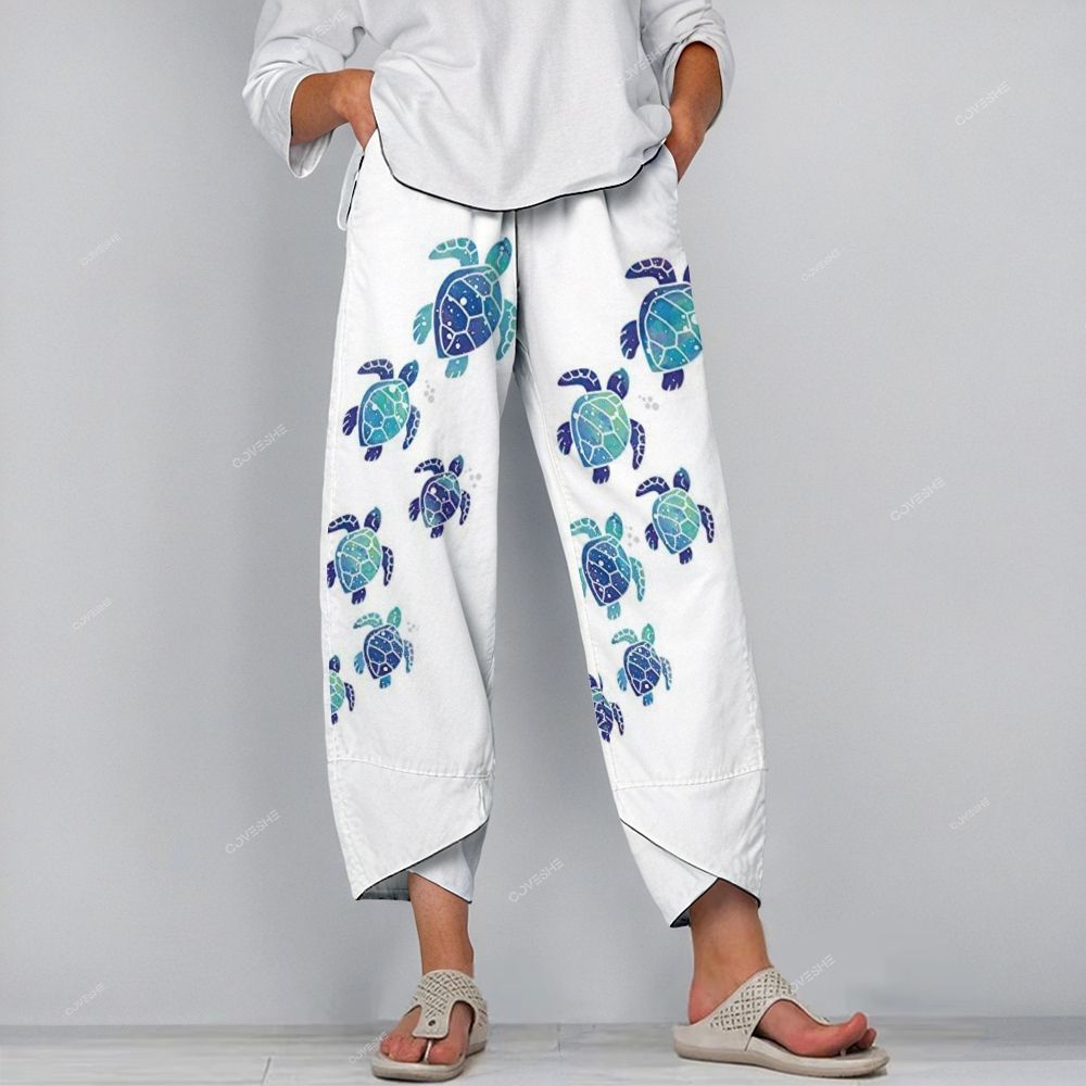 Women's Casual Colorful Turtle Printed Pants