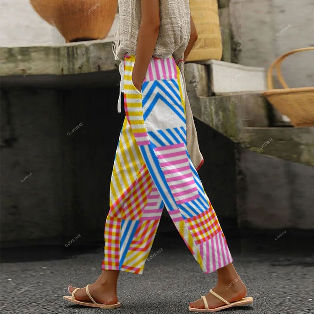Women's Geometric Stripes Printed Trousers
