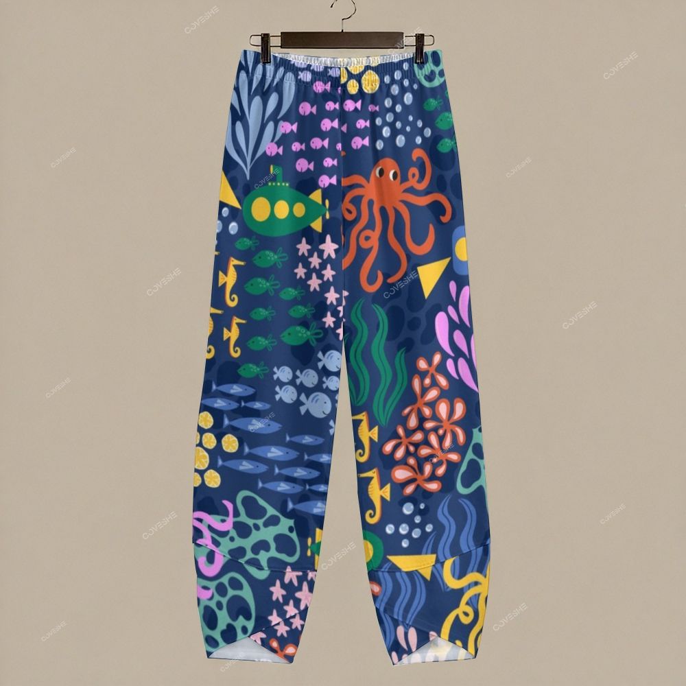 Women's Casual Cartoon Coral Fish Printed Pants