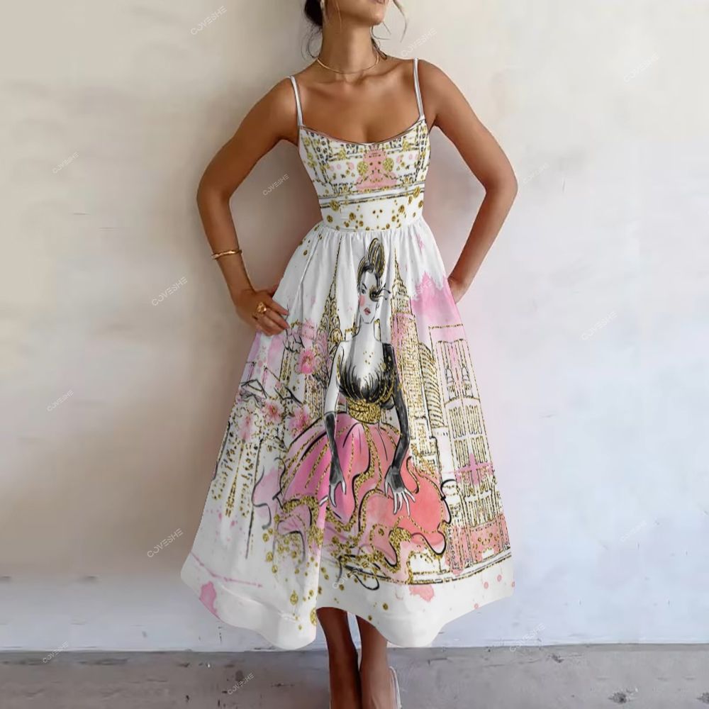 Women's City ​​Girl Printed Slip Dress