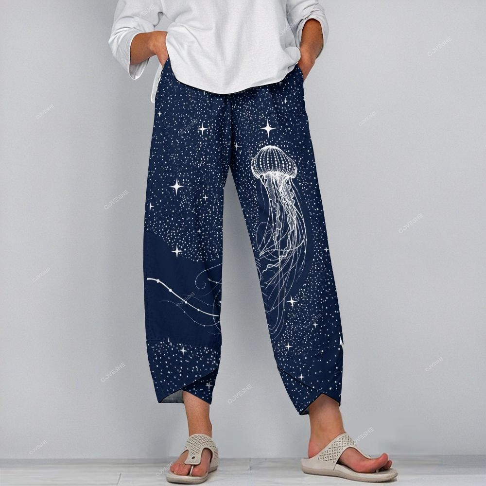 Women's Casual Star Jellyfish Printed Pants
