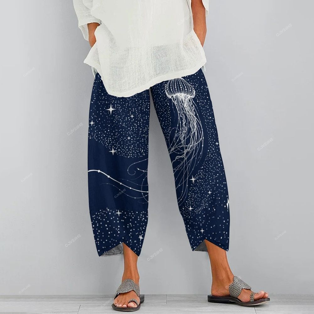 Women's Casual Star Jellyfish Printed Pants