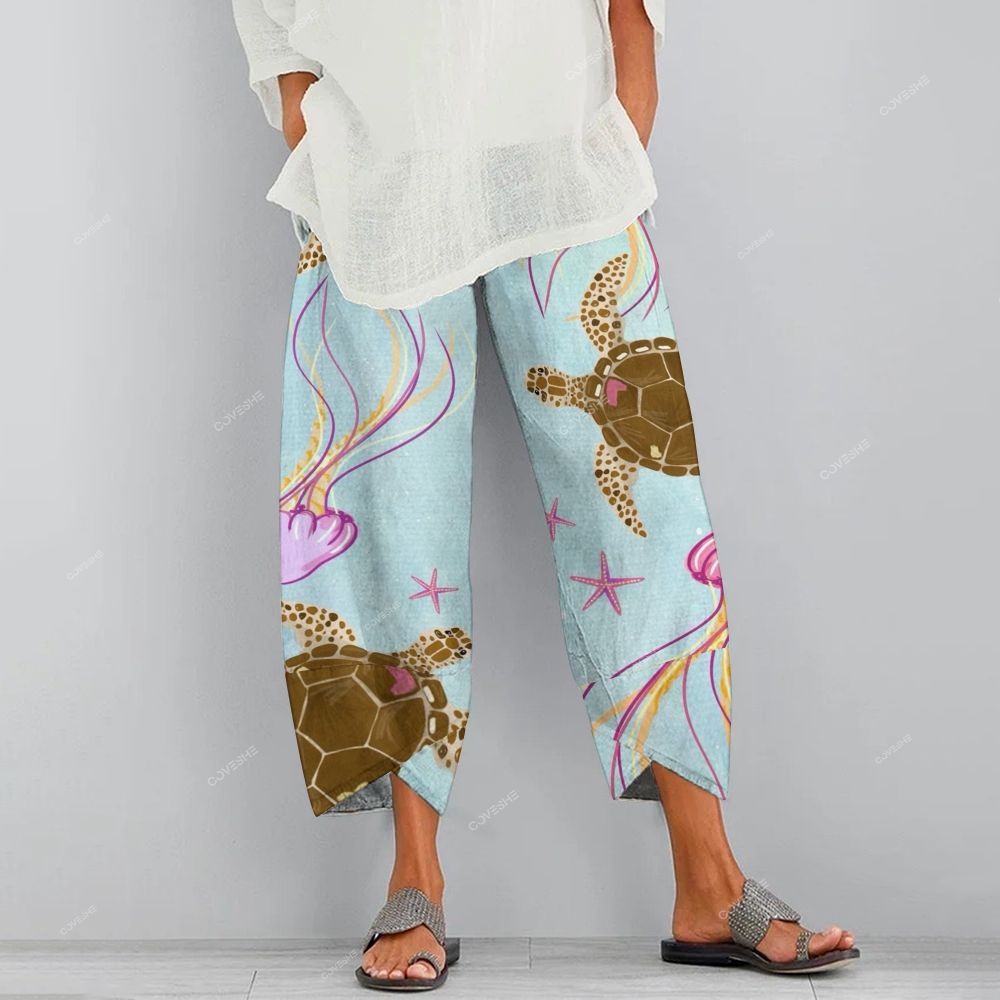 Women's Casual Jellyfish Turtle Printed Pants