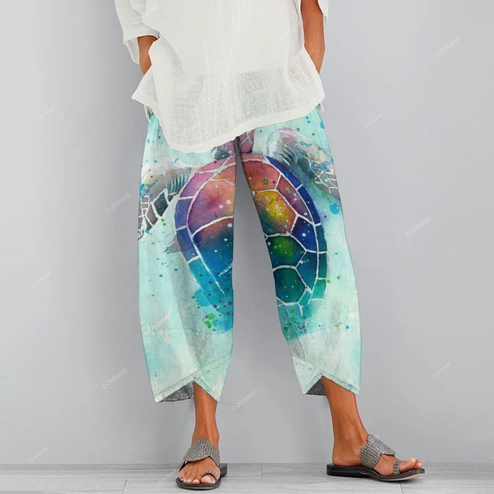 Women's Casual Colorful Turtle Printed Pants
