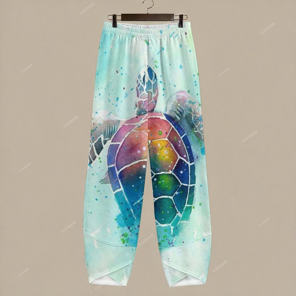 Women's Casual Colorful Turtle Printed Pants