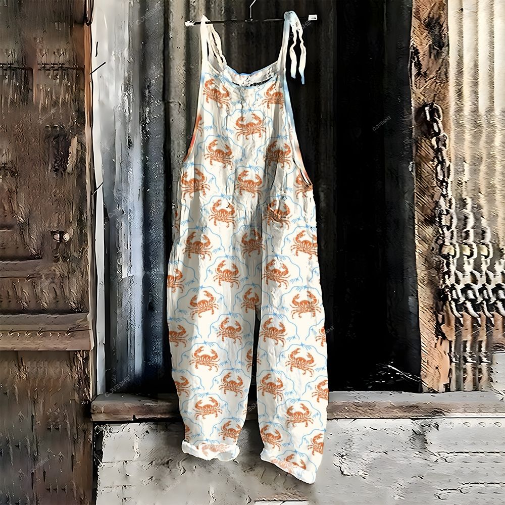 Women's Casual Crab Printed Jumpsuit