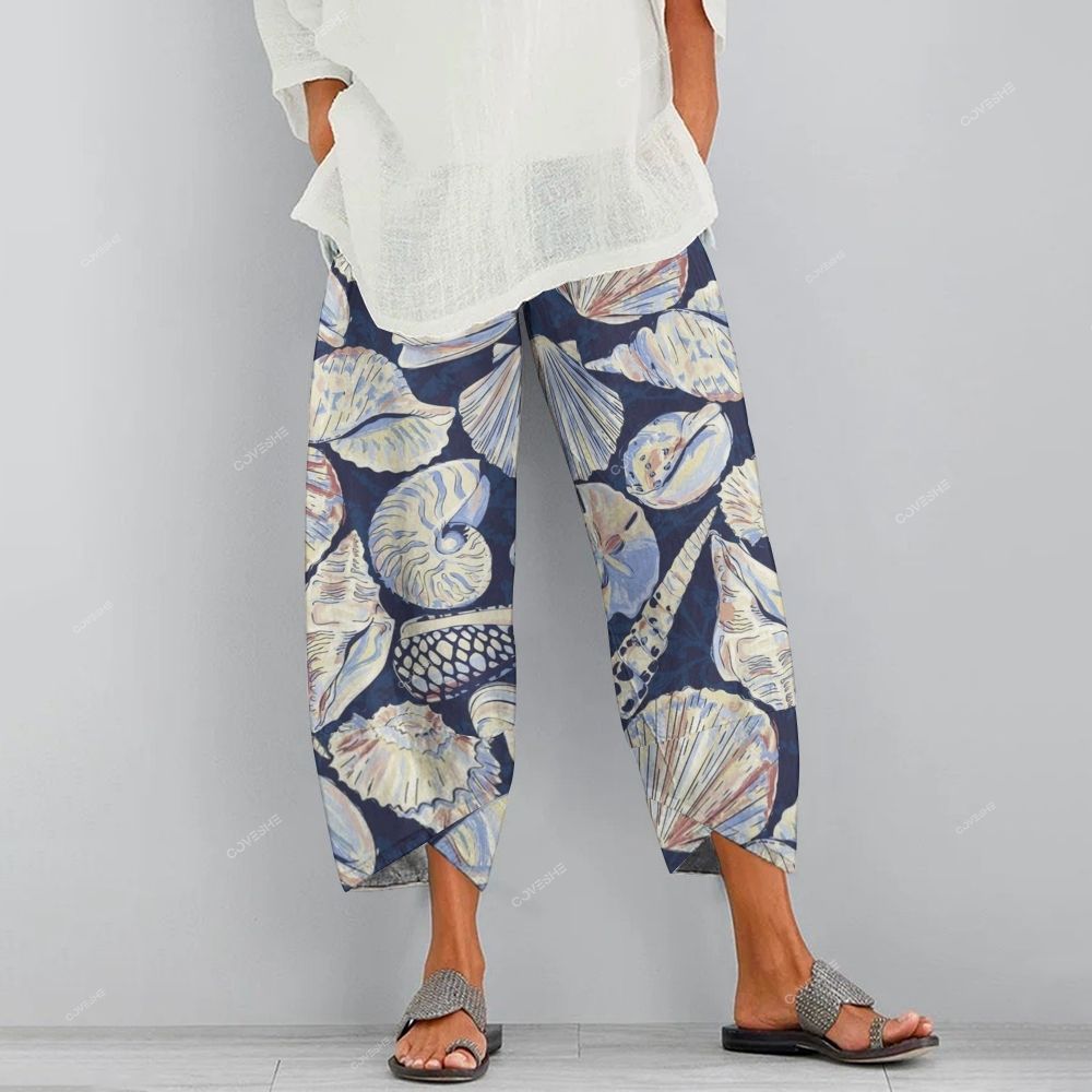 Women's Casual Conch Shell Printed Pants