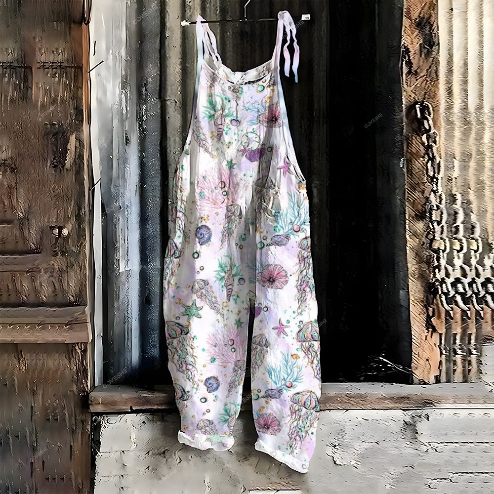 Women's Casual Colorful Jellyfish Shells Printed Jumpsuit