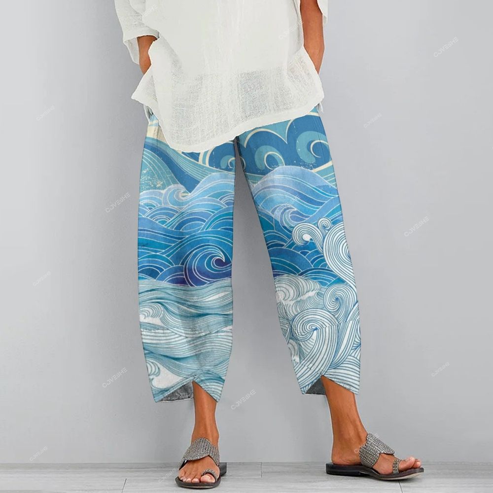 Women's Casual Waves Printed Pants