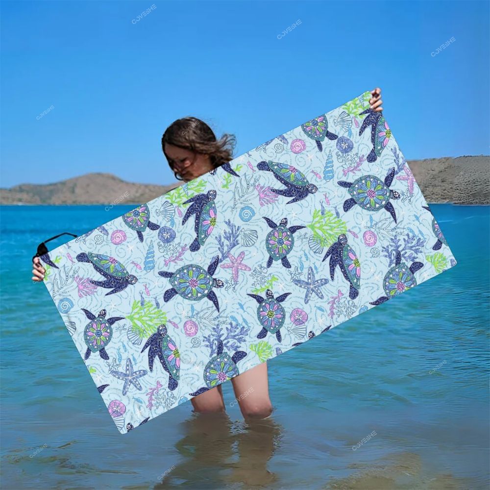 Cartoon Colorful Turtle Casual Printed Beach Towel