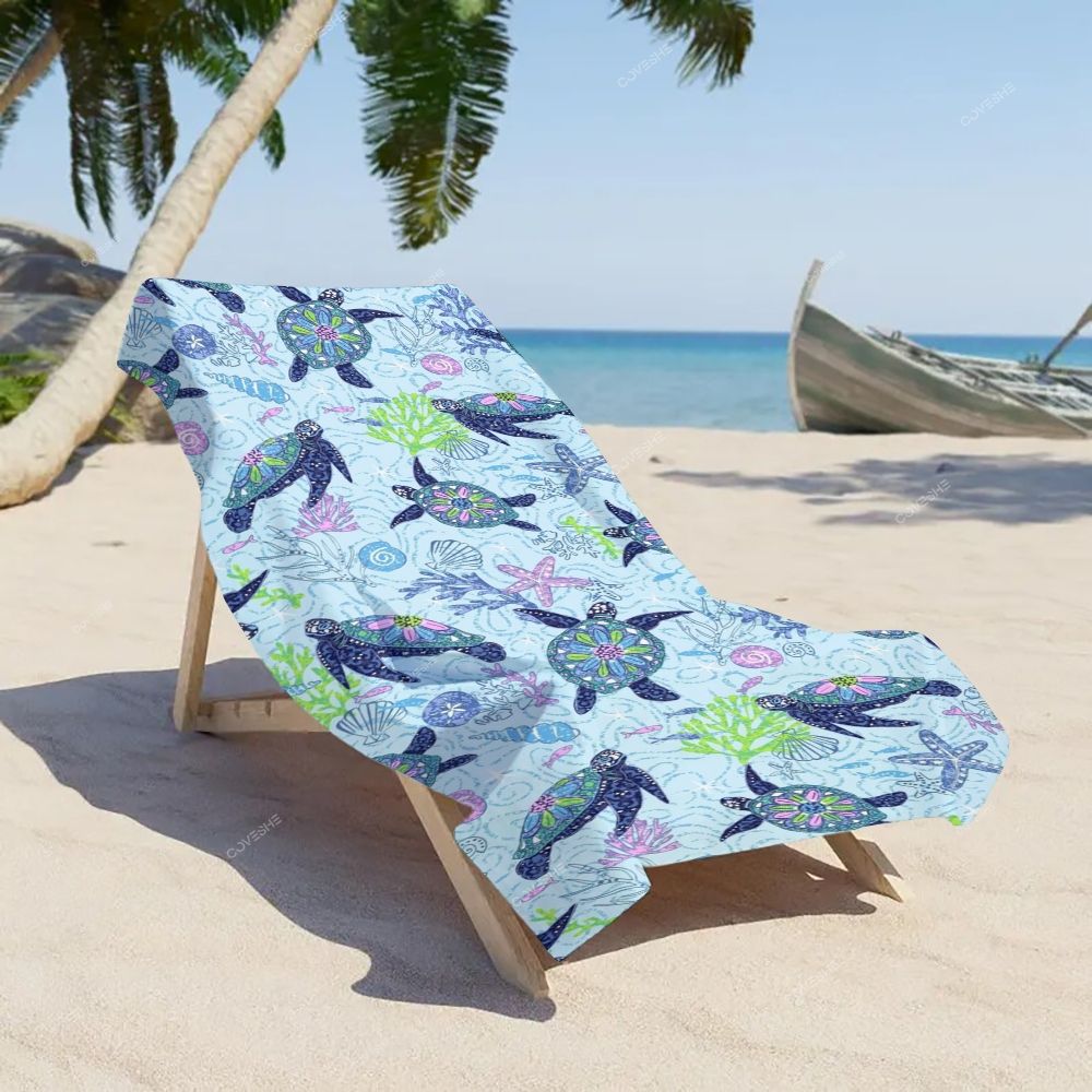 Cartoon Colorful Turtle Casual Printed Beach Towel