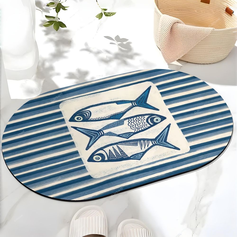 Striped Sardine Printed Bath Mat