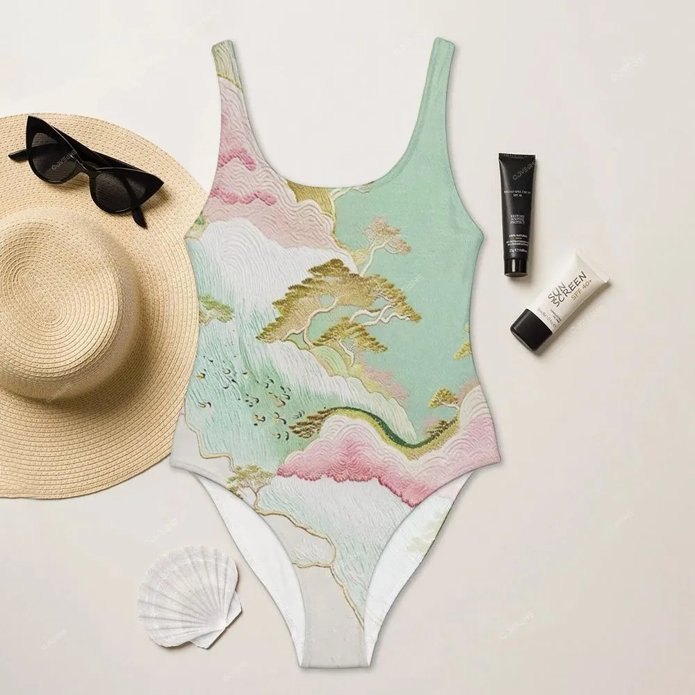 Women's Pink Landscape Printed Flowy Dress