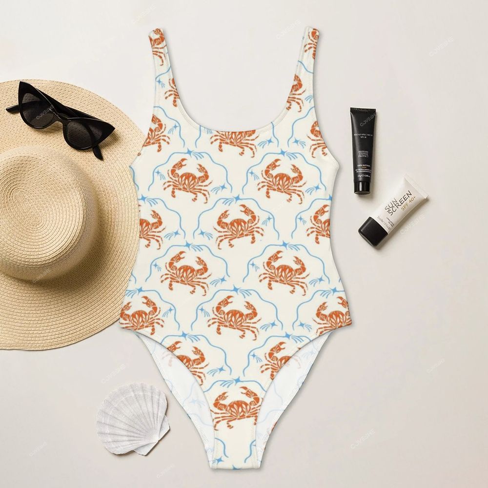 Women's Crab Printed One Piece Swimsuit