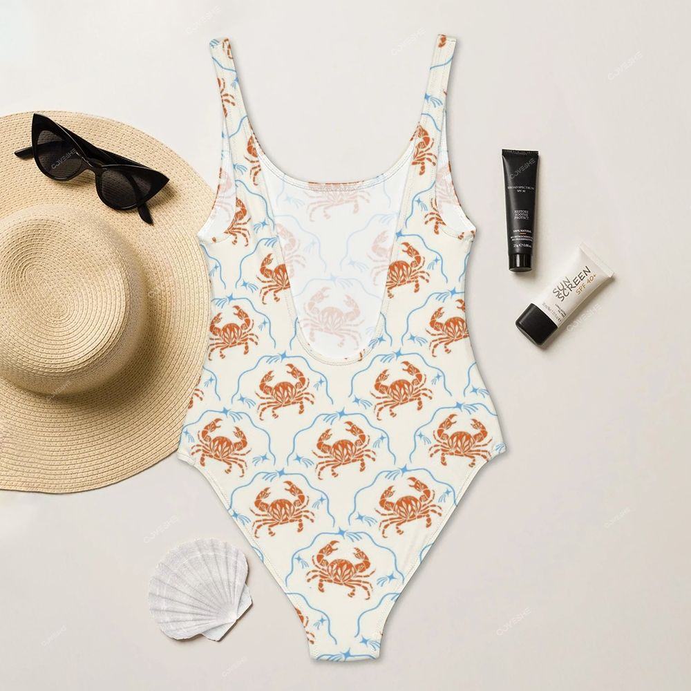 Women's Crab Printed One Piece Swimsuit