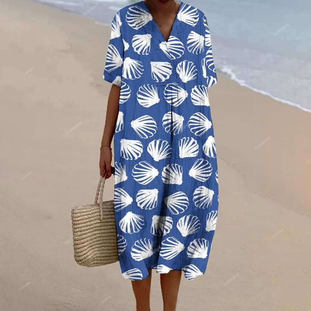 Women's Shell Printed Flowy Dress