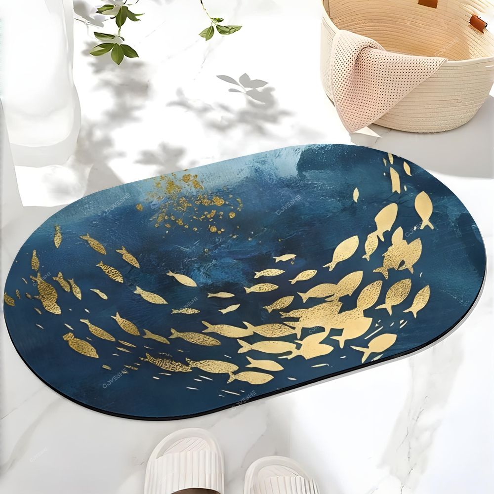 Golden Fish Printed Bath Mat