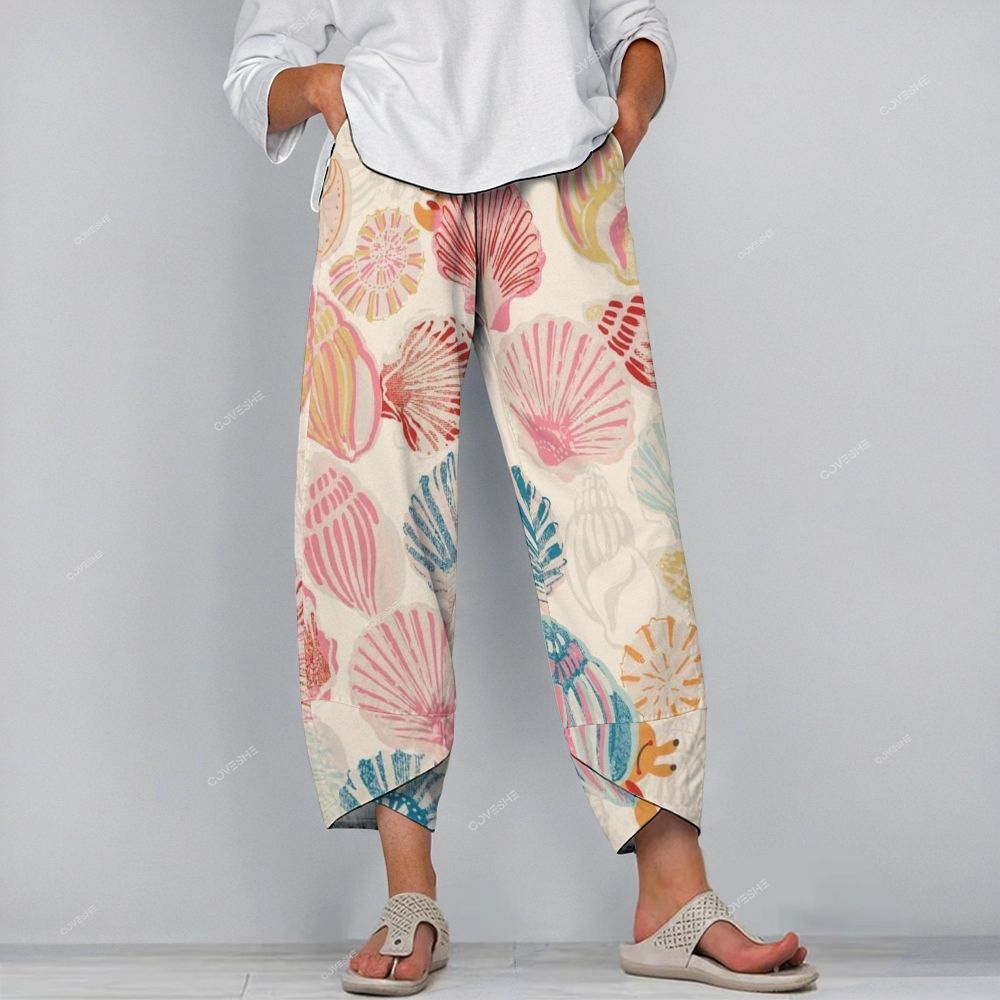 Women's Casual Colorful Shells Printed Pants