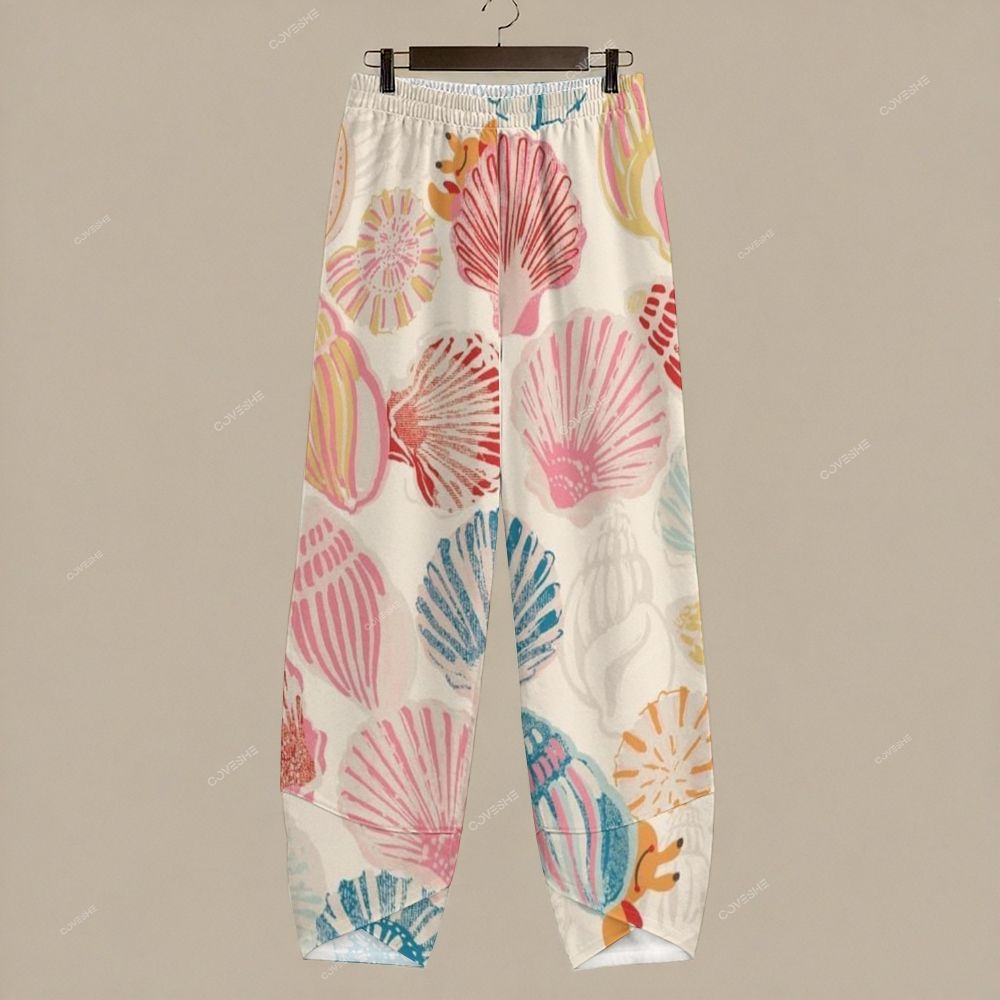 Women's Casual Colorful Shells Printed Pants