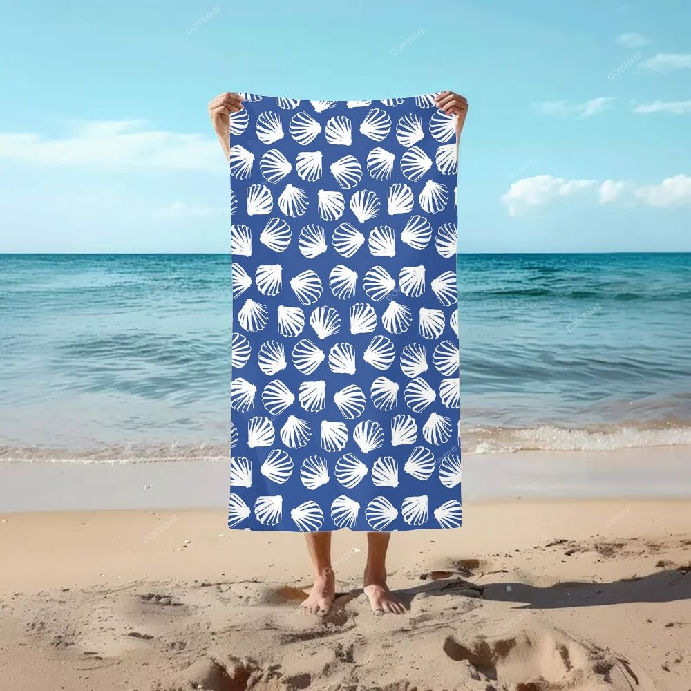 Blue Shell Casual Printed Beach Towel