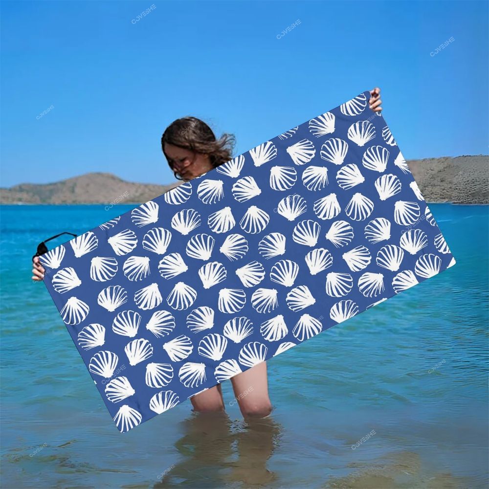 Blue Shell Casual Printed Beach Towel