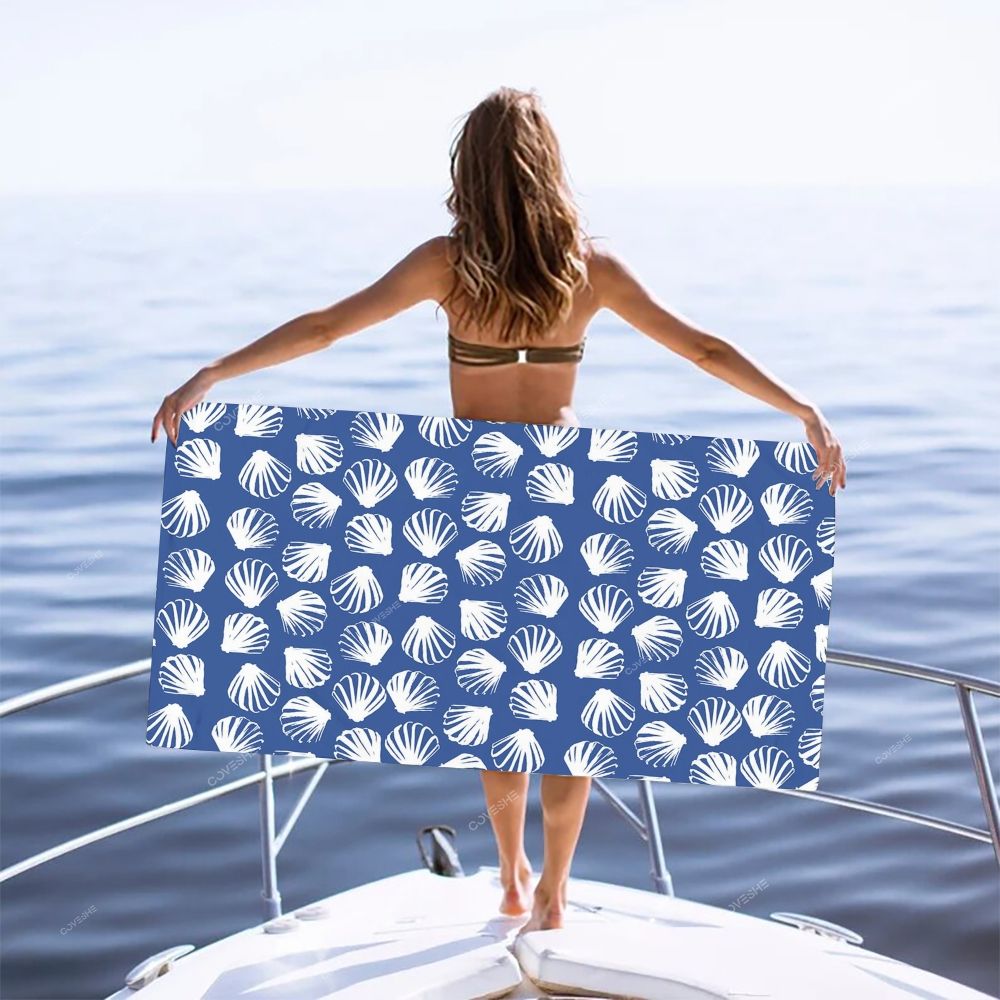 Blue Shell Casual Printed Beach Towel