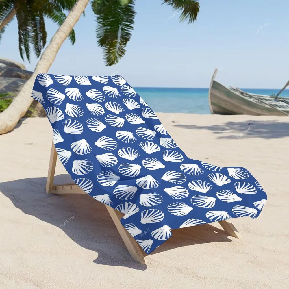 Blue Shell Casual Printed Beach Towel