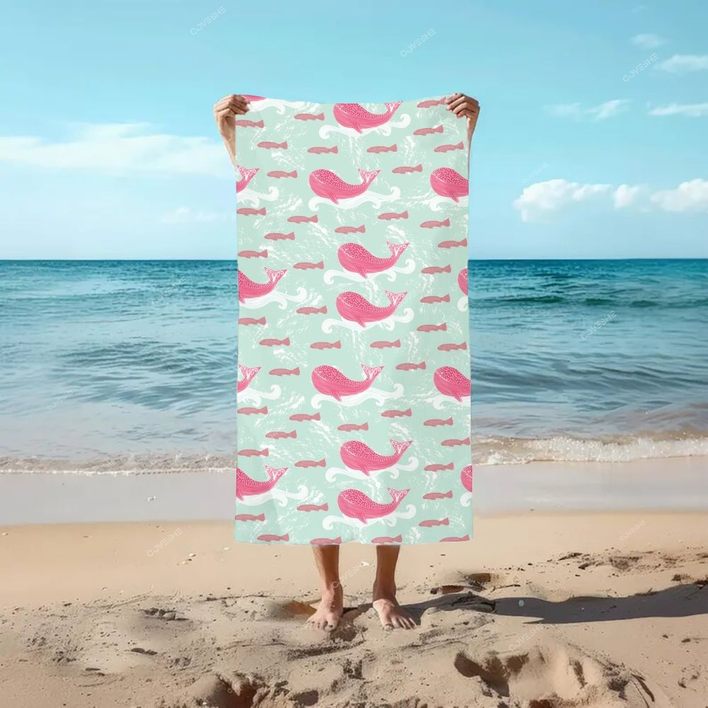 Pink Dolphin Casual Printed Beach Towel