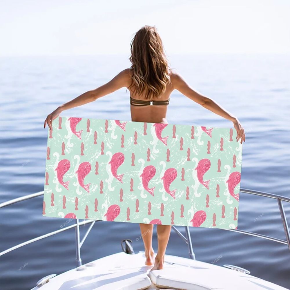 Pink Dolphin Casual Printed Beach Towel