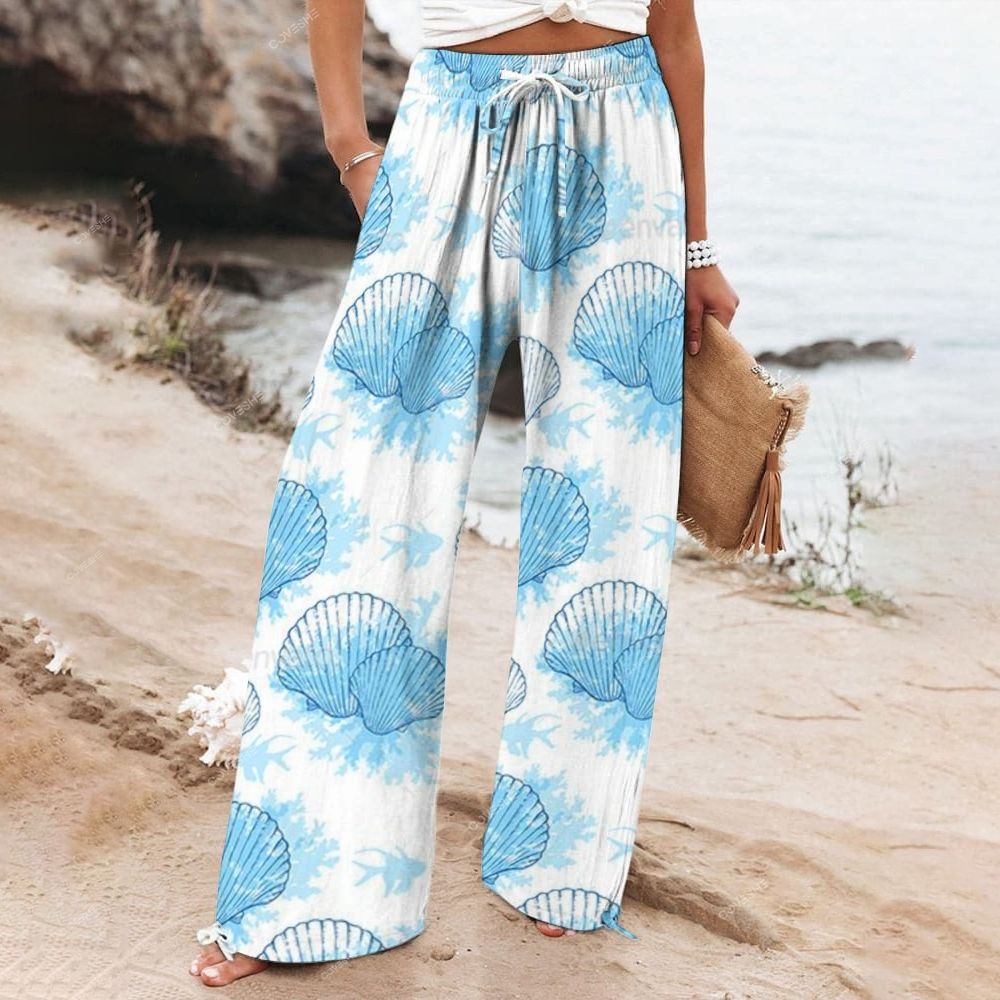 Women's Wide Leg Casual Shell Printed Pants